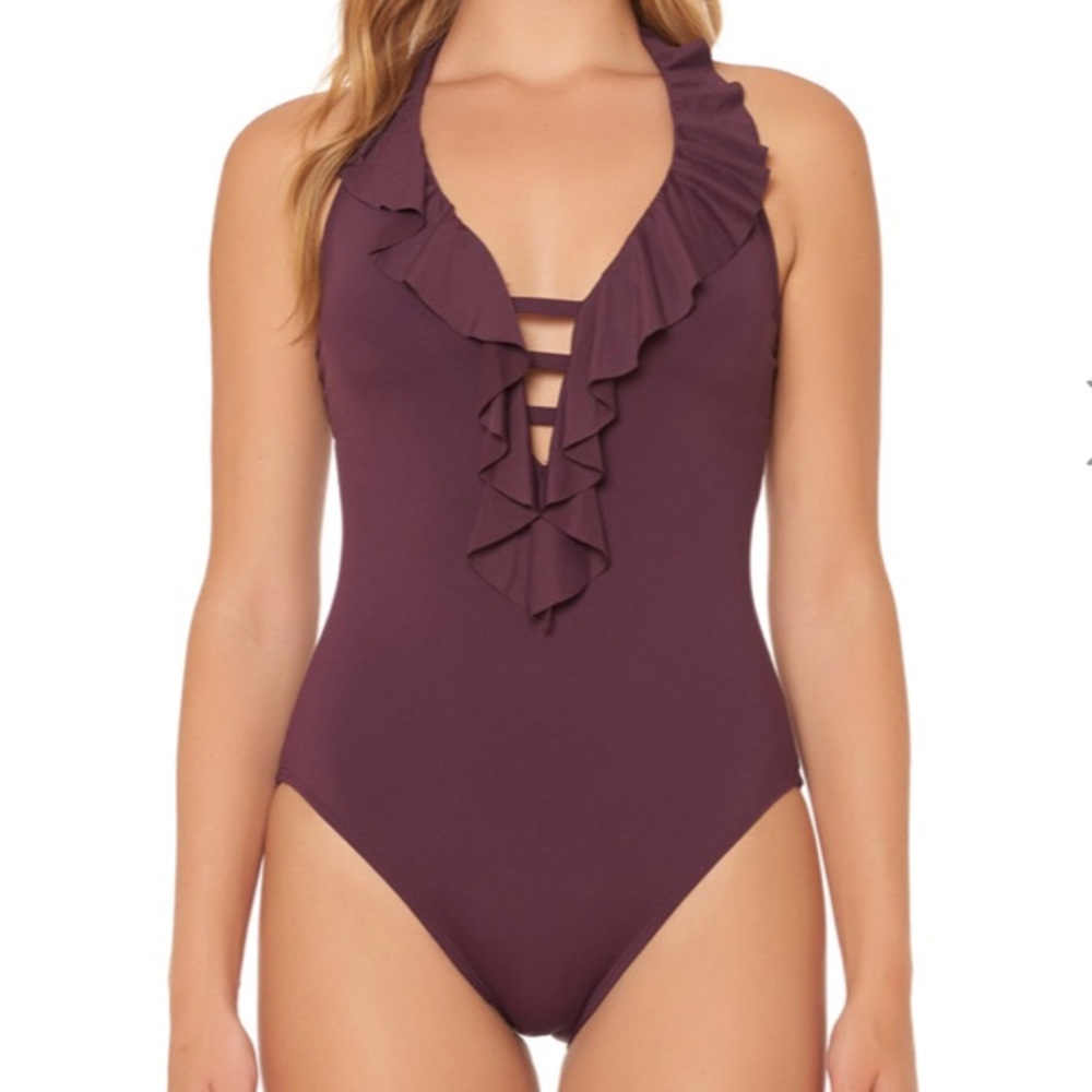 ❗️SOLD❗️NWT Gorgeous ruffled halter swimsuit - Picture 1 of 8